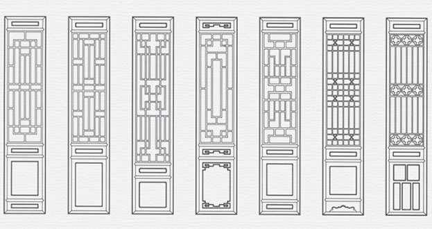 沙湾常用中式仿古花窗图案隔断设计图